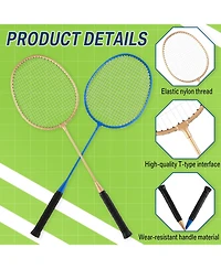 Aronkl 8 Packs Badminton Rackets Set 12 Shuttlecocks Adult Backyard Gym Beach Outdoor