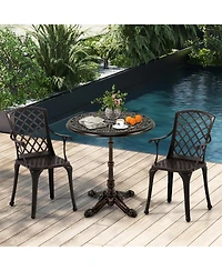 Slickblue 27Inch Round Cast Aluminum Patio Bistro Table with Hollow Top-Copper
