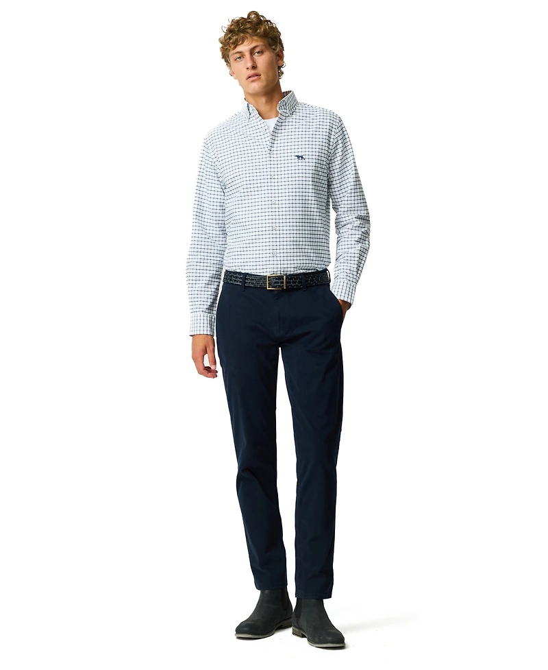 Rodd Gunn Men's Check Oxford 3 Long Sleeve Slim Fit Shirt