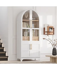 Streamdale Furniture Farmhouse Arched Pantry Cabinet with Door Shelves and Drawer