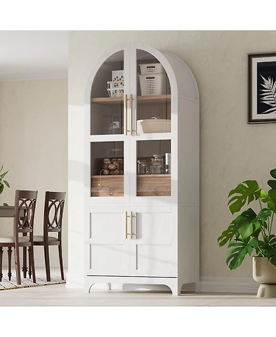 Streamdale Furniture Farmhouse Arched Pantry Cabinet with Door Shelves and Drawer