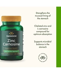 Swanson Zinc Carnosine (PepZin Gi), Gastric Health and Digestive Support, Microbial Balance in Stomach 60 Capsules
