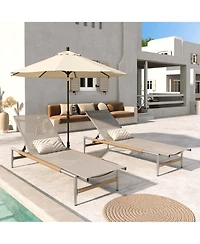 Mondawe 2-Piece Adjustable Patio Chaise Lounges with Aluminum Frame