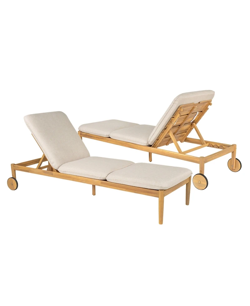 Mondawe Outdoor Chaise Lounge Set of Wheels and Cushions