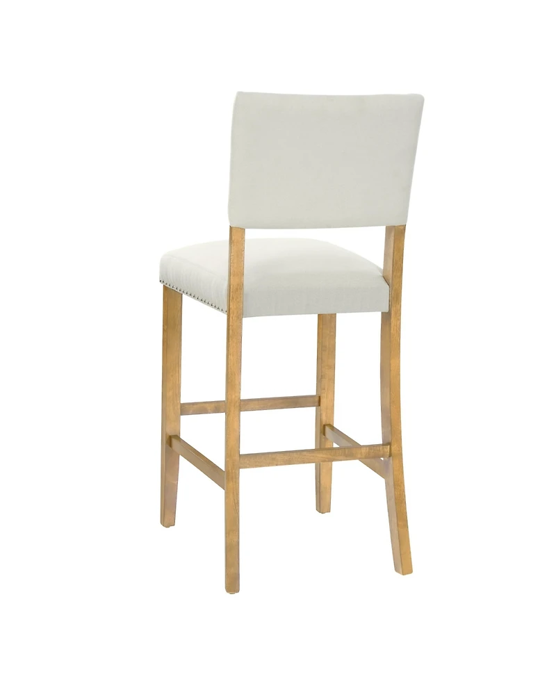 Rainsken Set of 2 Fabric Upholstered Wood Frame Counter Height Barstools with Rivet Decor