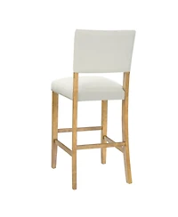 Rainsken Set of 2 Fabric Upholstered Wood Frame Counter Height Barstools with Rivet Decor