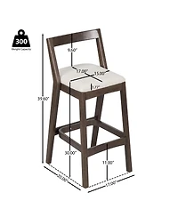Rainsken Set of 2 Rubberwood Frame Cushion Counter Height Barstools