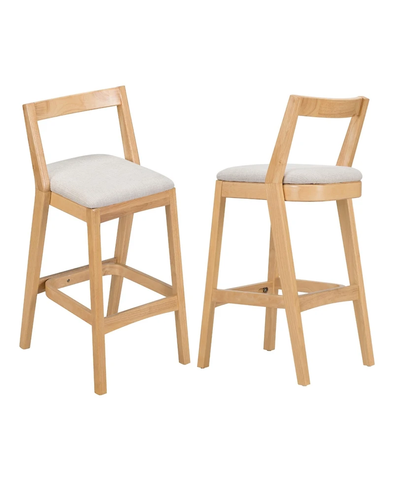 Rainsken Sturdy Rubberwood Structure with Soft Fabric Kitchen Bar Stools Set of 2
