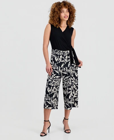 Connected Petite Colorblocked Cropped Jumpsuit