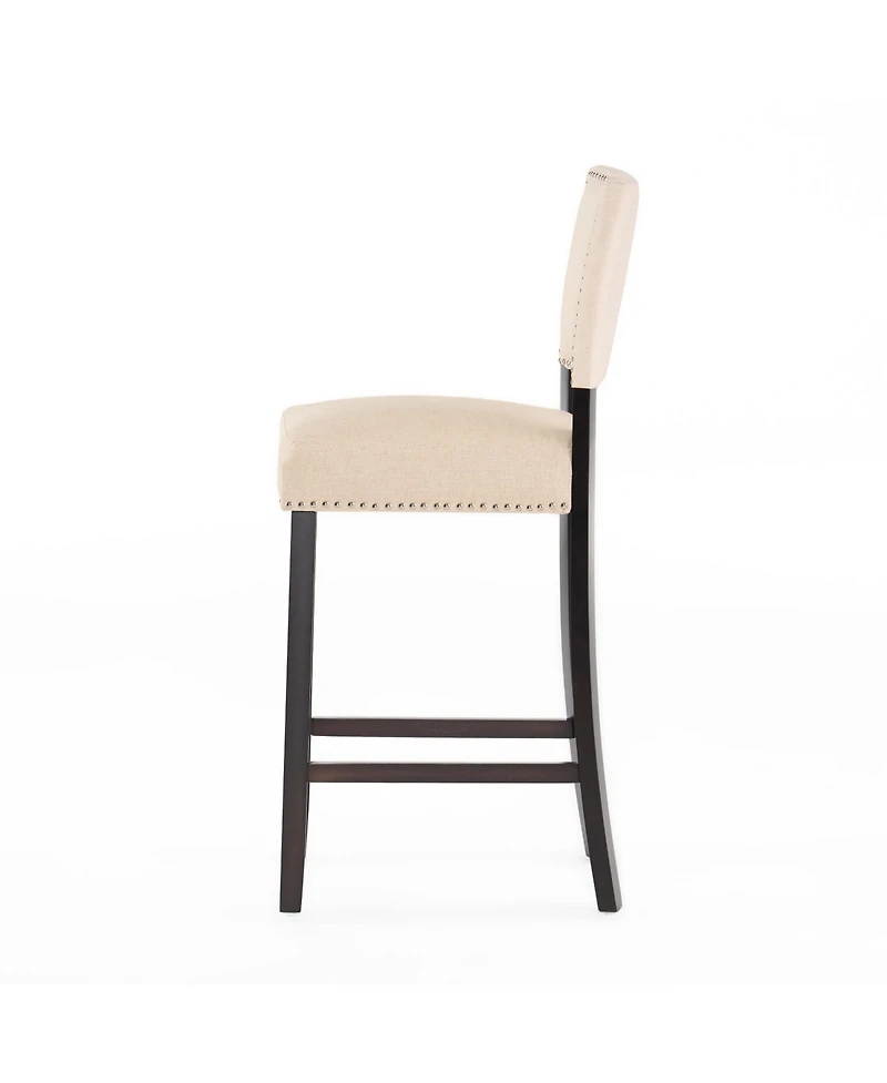 Rainsken Upholstered Counter Height Chairs Featuring Wood Frame and Rivet Accent Bar Stools Set of 2