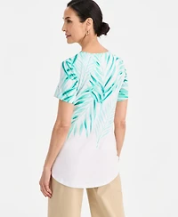 Jm Collection Women's Printed Scoop-Neck Short Sleeve Top, Macy's Exclusive