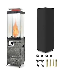 Gouun 41,000 Btu Propane Patio Heater with Tempered Glass Tube and Lockable Wheels