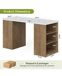 Tribesigns 50" Kitchen Island with Storage, 6-Tier Modern Kitchen Island Table with a Faux Marble Tabletop, Large Coffee Bar Table Storage Cabinet