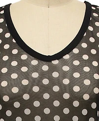Coin 1804 Plus Polka Dot Mesh Double Tank Top