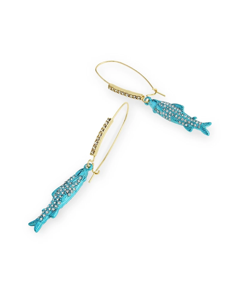 Betsey Johnson Faux Stone Girl Dinner Sardines Dangle Earrings