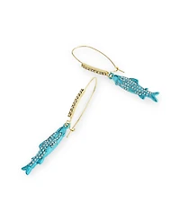 Betsey Johnson Faux Stone Girl Dinner Sardines Dangle Earrings