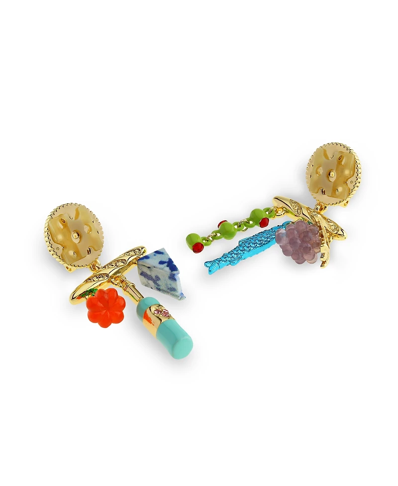 Betsey Johnson Faux Stone Girl Dinner Charcuterie Drop Earrings