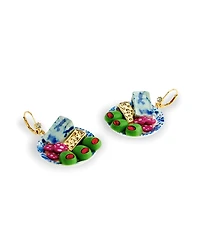 Betsey Johnson Blue Girl Dinner Cheese Plate Drop Earrings
