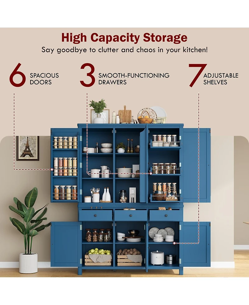 Streamdale Furniture Farmhouse Freestanding Kitchen Pantry Cabinet
