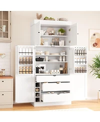 Streamdale Furniture Freestanding Kitchen Pantry Cabinet with Storage and Wine Racks
