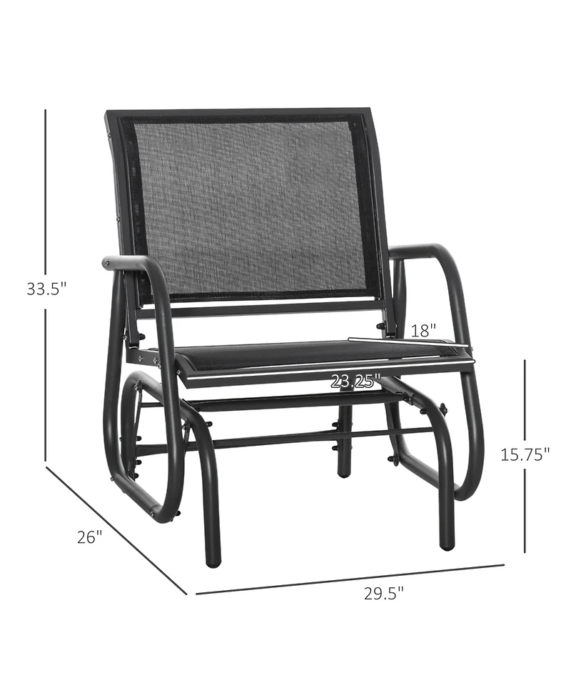 Clihome Porch Glider Set of 2, Metal Swing Chairs with Mesh Fabric, Curved Armrests and Steel Frame