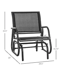 Clihome Porch Glider Set of 2, Metal Swing Chairs with Mesh Fabric, Curved Armrests and Steel Frame