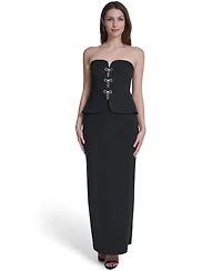 Eliza J Women's Strapless V-Neck Peplum Gown