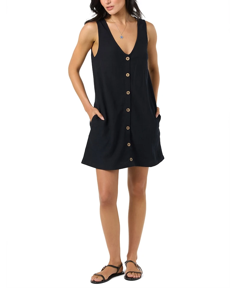 O'Neill Women's Sanders Button-Front Woven Mini Dress