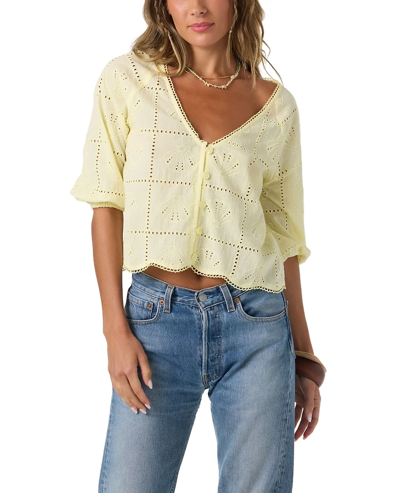 O'Neill Women's Cotton V-Neck Flora Top