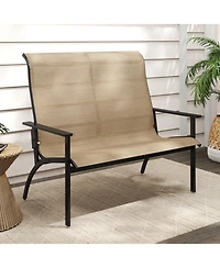 Sugift 2-Person Patio Bench with High Back and Armrests