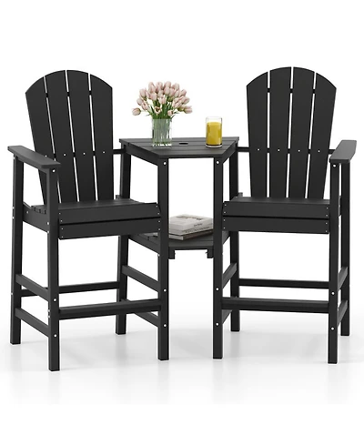 Sugift 2-Seat All-Weather Adirondack Chair with Double Connecting Tray