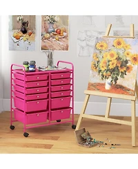 Gouun 12-Drawer Rolling Storage Cart with Mixed-Size Drawers and Lockable Wheels