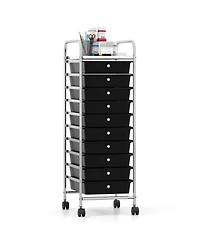 Gouun 10-Drawer Chrome-Plated Rolling Storage Cart with Lockable Universal Wheels