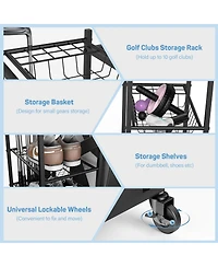 Mythinglogic Home Gym Storage with Lockable Wheels for Dumbbells Yoga Mat