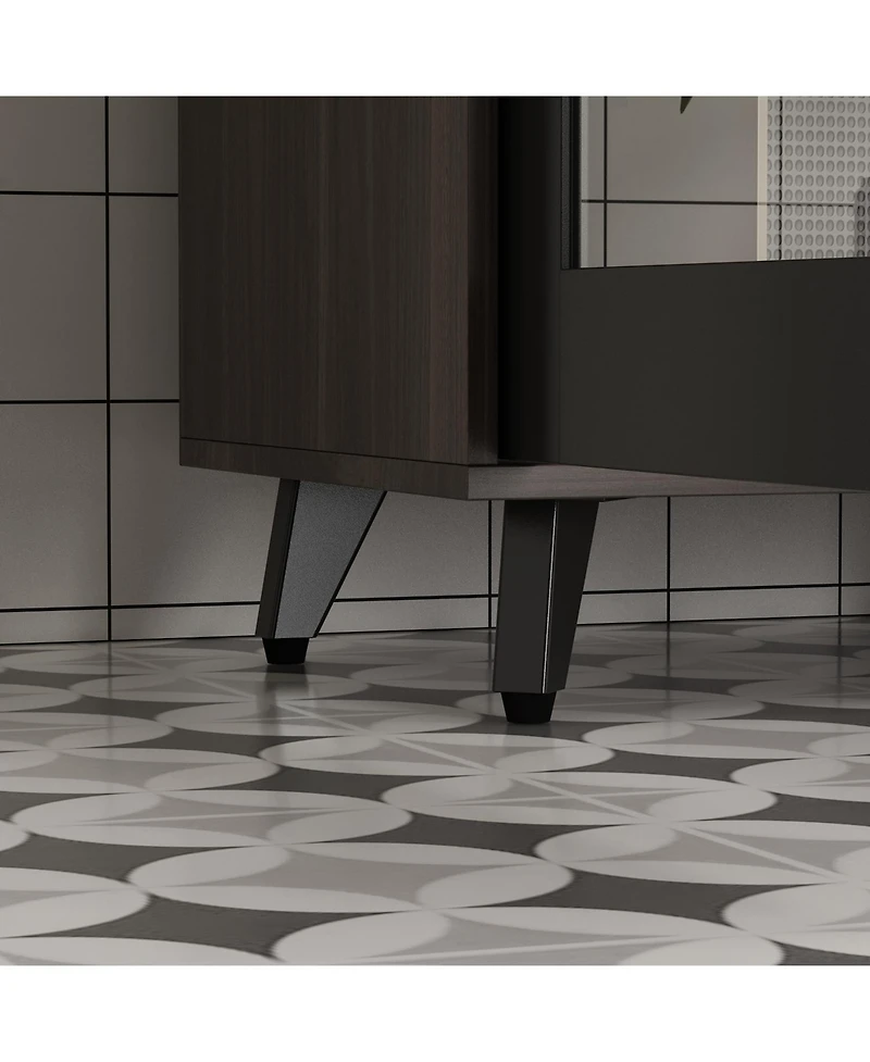 Homsee Large Kitchen Hutch Cabinet, Storage Cupboard Pantry with 4 Glass Doors, 4 Drawers and Microwave Shelf, Buffet,Sideboard