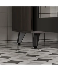 Homsee Large Kitchen Hutch Cabinet, Storage Cupboard Pantry with 4 Glass Doors, 4 Drawers and Microwave Shelf, Buffet,Sideboard