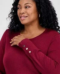 Jm Collection Plus Crewneck Long-Sleeve Sweater, Macy's Exclusive