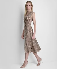 Dkny Women's V-Neck Knot Front Midi Dress