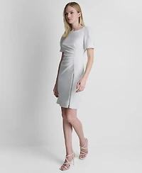 Dkny Women's Ruched Crewneck Short-Sleeve Dress