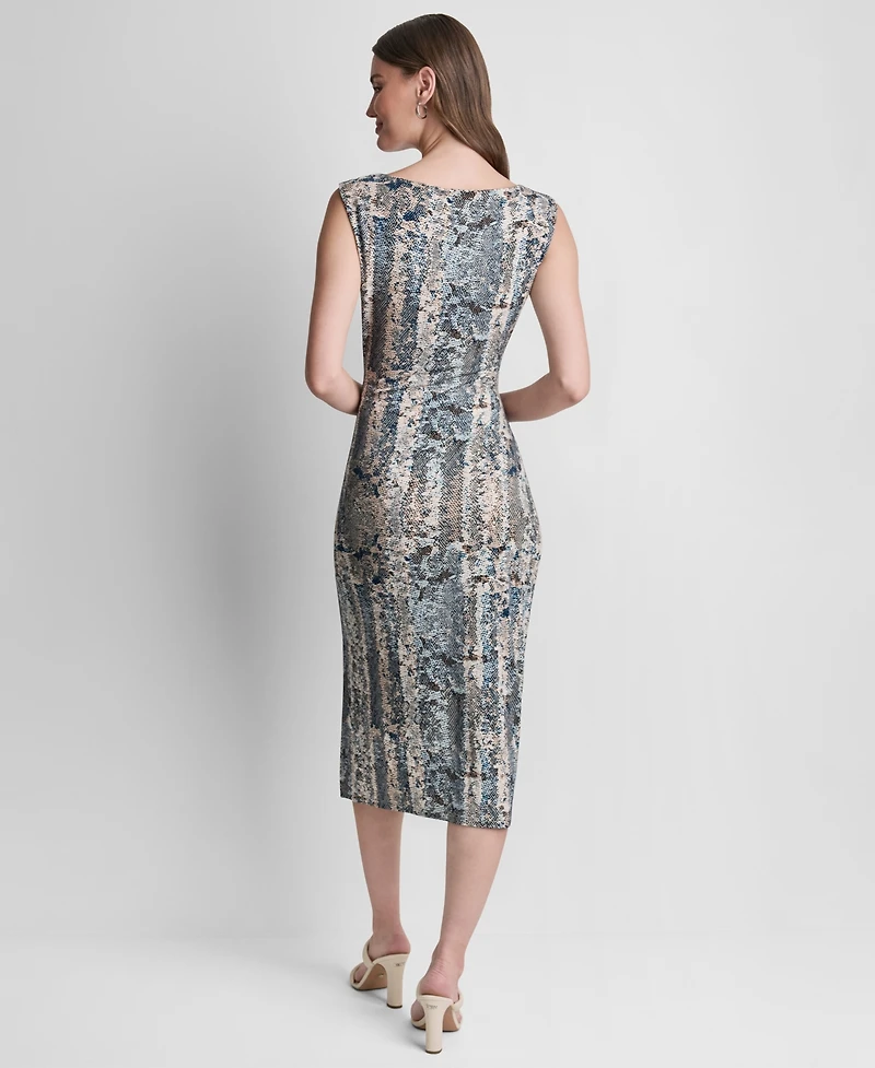 Dkny Women's Sleeveless Side Knot Midi Dress