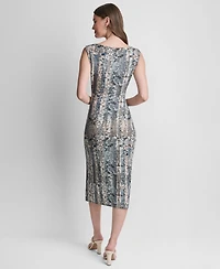 Dkny Women's Sleeveless Side Knot Midi Dress