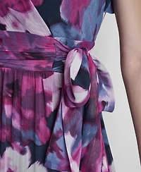 Dkny Women's Ruffled V-Neck Tie-Waist Dress