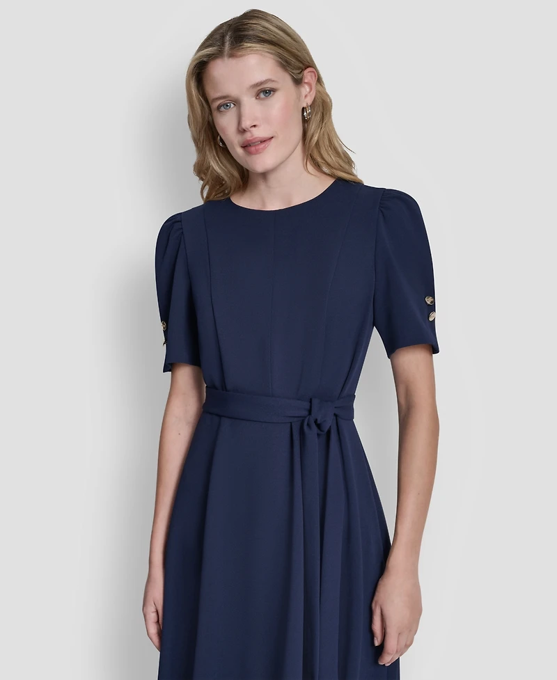 Dkny Women's Short-Sleeve Crewneck Belted Dress