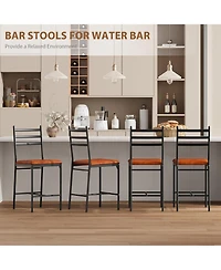 gaomon Bar Stools Set of 4 Faux Leather Bar Chair with Back Thick Cushion Upholstered Counter Height Bar Stools with Footrest for Kitchen Island