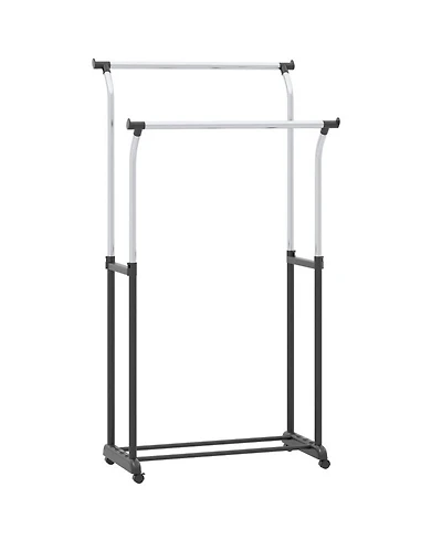 Gouun Double Rod Rolling Garment Rack with Adjustable Height from 42 to 69 in