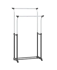 Gouun Double Rod Rolling Garment Rack with Adjustable Height from 42 to 69 in
