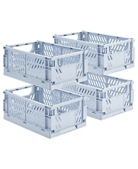 Gnuadz 4Pack Plastic Storage Baskets Collapsible Crates Organizing Mini Bins