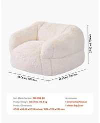 Gouun Fluffy Plush Bean Bag Chair with Armrests, High-Density Foam Filling