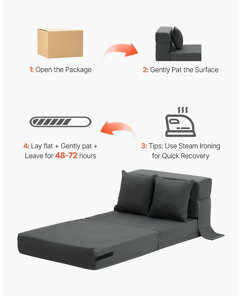 Gouun 3-in-1 Convertible Folding Sofa Bed with 25D Memory Foam and Washable Cover