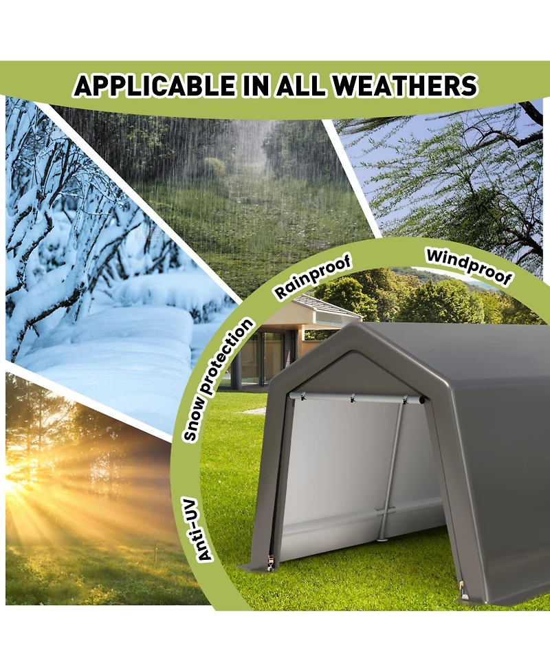Homfan Portable Outdoor Storage Shed with Galvanized Steel Frame, Waterproof Uv-Resistant Pe Fabric and Roll-Up Door, Backyard Garden Tool Shelter